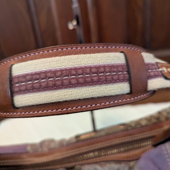 Coach Patchwork One Shoulder Bag Brown Suede Canvas Leather 10019 Y2K Vintage - Picture 7 of 12